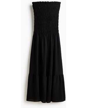 H&M Gesmoktes Bandeau-Kleid - Schwarz