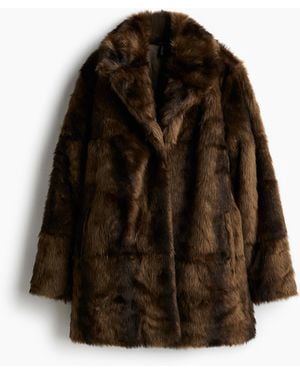 H&M Flauschiger Mantel - Braun