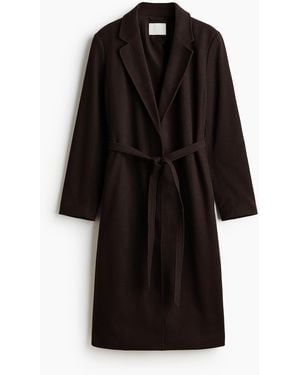 H&M Mantel mit Bindegürtel - Schwarz