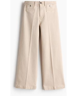 H&M Wide High Waist Ankle Jeans - Natur
