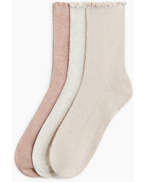 H&M 3er-Pack Socken mit Overlockdetail - Weiß