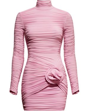 H&M Turtleneck-Kleid mit Rosenapplikation - Pink