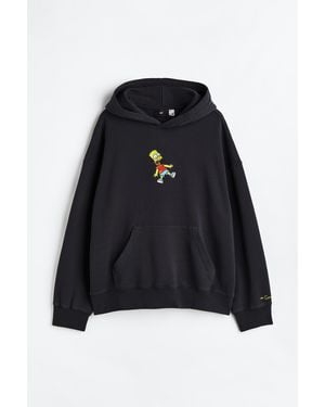 H&M Baumwoll-Hoodie Oversized Fit - Schwarz