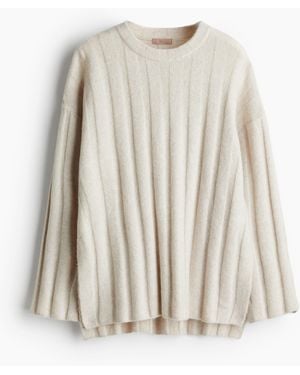 H&M Oversized Pullover in Rippstrick - Weiß