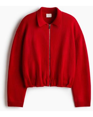 H&M Oversized Cardigan mit Zipper - Rot