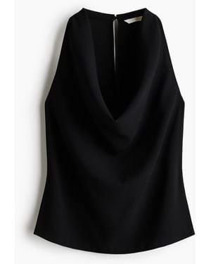 H&M Top mit Wasserfall-Ausschnitt - Schwarz