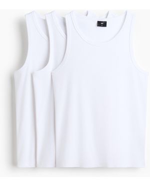 H&M 3er-Pack Gerippte Tanktops in Slim Fit - Weiß
