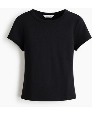 H&M Geribd T-shirt - Zwart