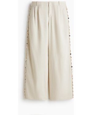 H&M Hose aus Leinengemisch mit Verzierungen - Weiß