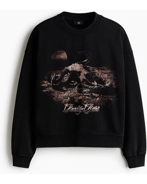 H&M Sweatshirt in Oversized Fit - Schwarz