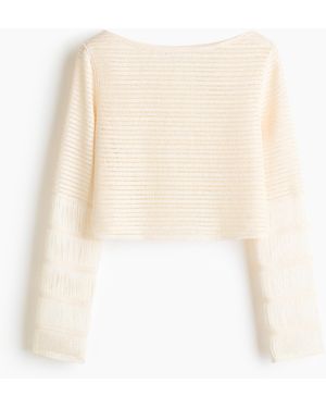 H&M Shirt im Häkellook mit U-Boot-Ausschnitt - Natur
