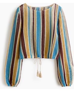 H&M Top Van Mesh Met Drawstrings - Blauw