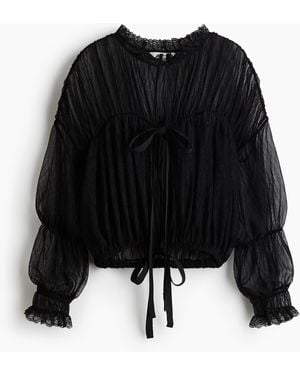 H&M Zarte Bluse mit Bindebändern - Schwarz