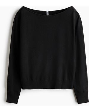 H&M Schulterfreier Pullover - Schwarz