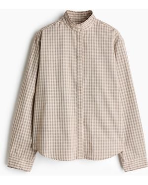 H&M Stehkragenbluse mit Volantbesatz - Natur