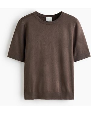 H&M Fijngebreide Top - Bruin