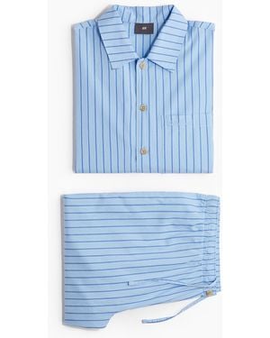 H&M Pyjama aus Popeline - Blau