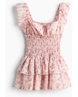 H&M Kleid mit gesmokter Taille - Pink