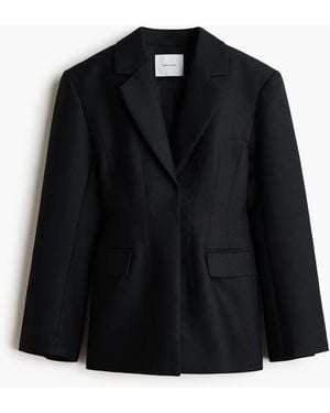 H&M Blazer aus Wollgemisch in Sanduhr-Silhouette - Schwarz