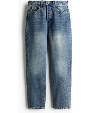 H&M Slim Straight High Waist Ankle Jeans - Blau