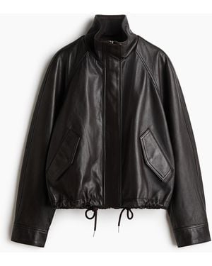 H&M Oversized Lederjacke - Schwarz