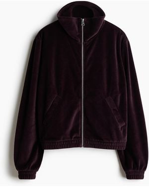 H&M Velours Trackjacket - Zwart
