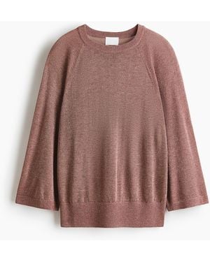 H&M Glitzerndes Feinstrickshirt - Braun
