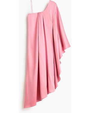 H&M One-Shoulder-Kaftankleid aus Satin - Pink