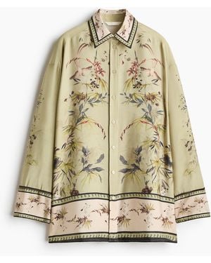 H&M Gemusterte Bluse in Oversize Fit - Natur