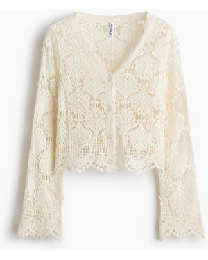 H&M Baumwollcardigan im Häkellook - Weiß