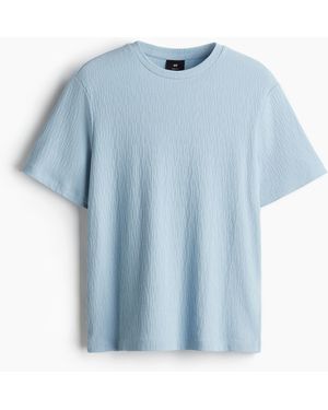 H&M T-Shirt mit Struktur in Regular Fit - Blau