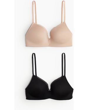 H&M 2er-Pack Wattierte bügellose BHs aus Mikrofaser - Weiß