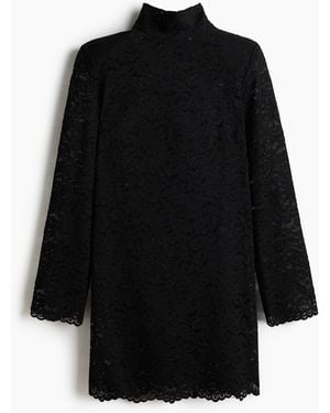 H&M Spitzenkleid mit Turtleneck - Schwarz