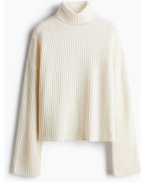 H&M Oversized-Rollkragenpullover - Weiß