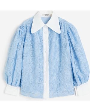 H&M Sky Lily Geborduurde Blouse - Blauw