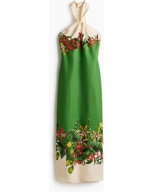 H&M Neckholder-Kleid aus Leinenmix - Grün