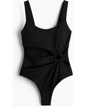 H&M Padded-cup High Leg Swimsuit - Zwart