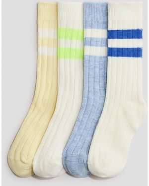 H&M 4 Paar Ribgebreide Sokken - Blauw