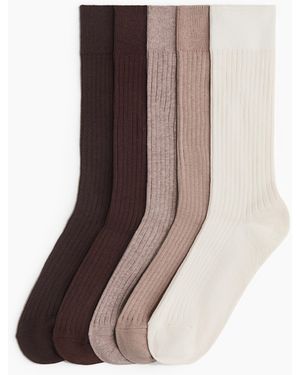 H&M 5er-Pack Socken - Braun