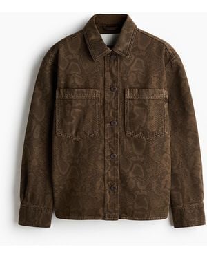 H&M Overshirt Van Katoenen Denim - Bruin