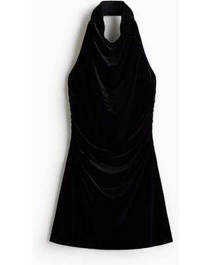 H&M Drapiertes Neckholderkleid - Schwarz