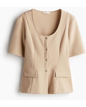 H&M Cardigan mit Kurzarm - Natur