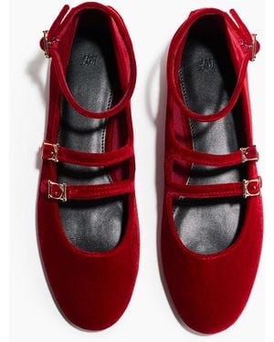 H&M Velvet Ballet Flats - Rood