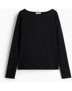 H&M Shirt mit U-Boot-Ausschnitt - Schwarz