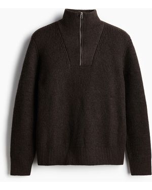 H&M Pullover mit kurzem Zipper in Regular Fit - Schwarz
