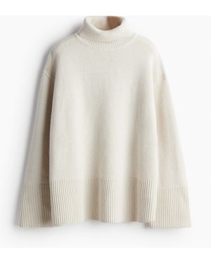 H&M Pullover aus Kaschmirmix mit Turtleneck - Weiß
