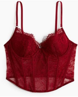 H&M Bustier aus Spitze mit gepolsterten Cups - Rot