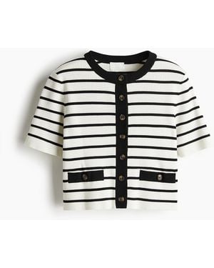 H&M Kurzer Cardigan in Rippstrick - Weiß