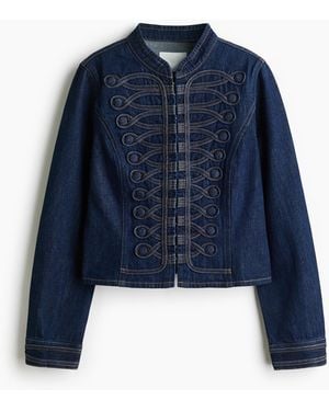 H&M Jeansjacke mit dekorativen Laschen und Knöpfen - Blau