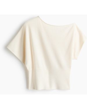 H&M Fijngebreide One-shouldertop - Wit